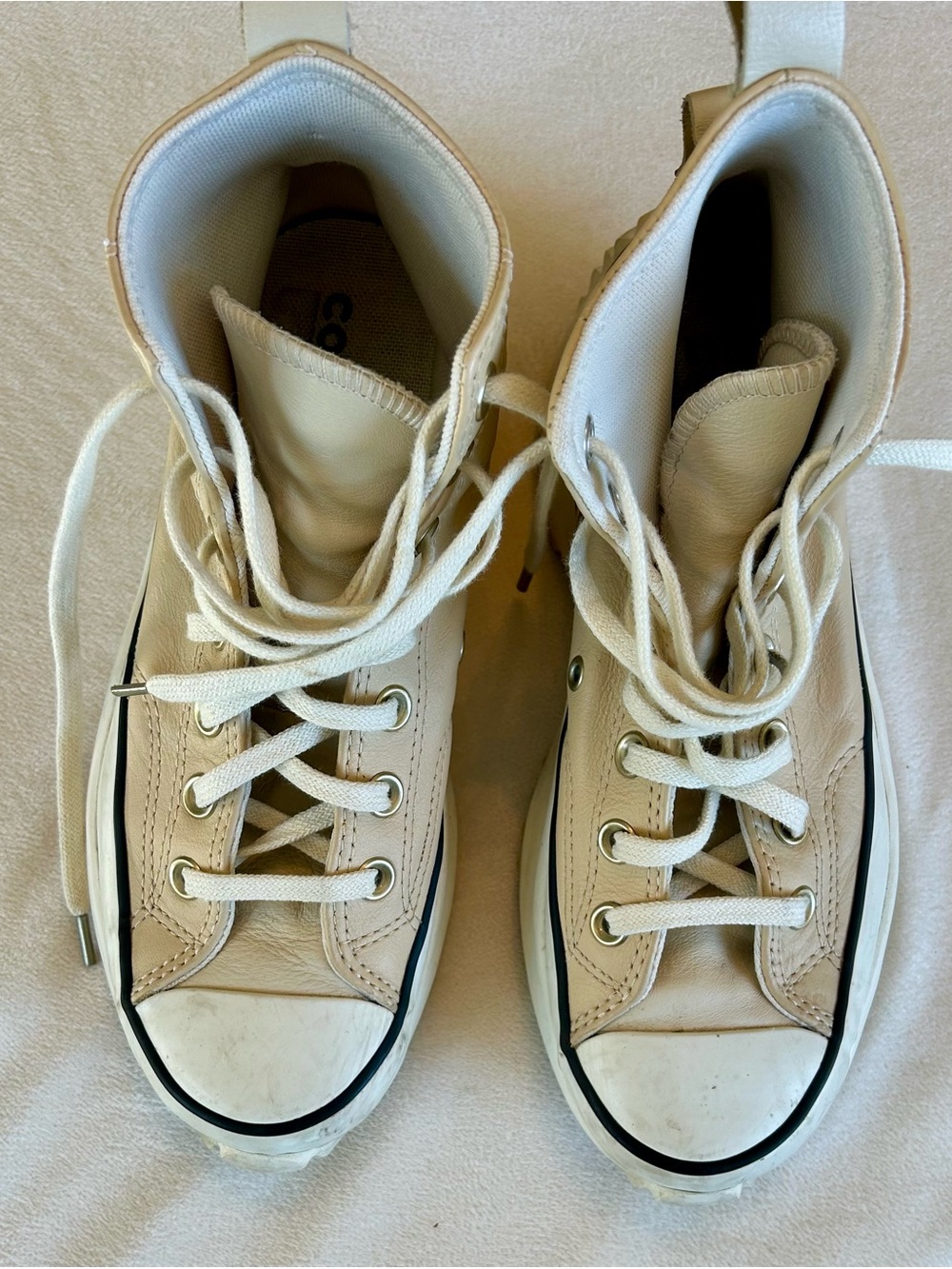 Converse Platform Run Star High-Top Sneakers in Cream and White Sz 5.5 - Picture 3 of 6